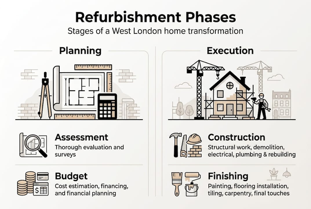 Infographic showing refurbishment process stages