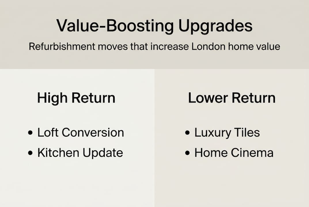 Infographic listing high and low return upgrades