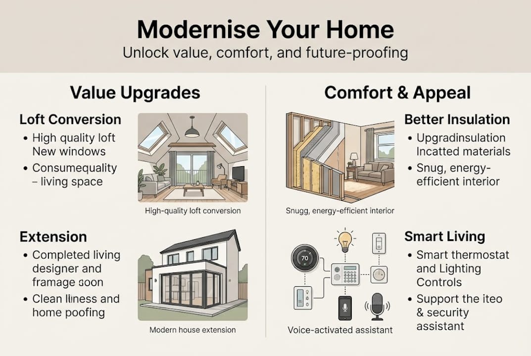 Infographic about home modernisation benefits