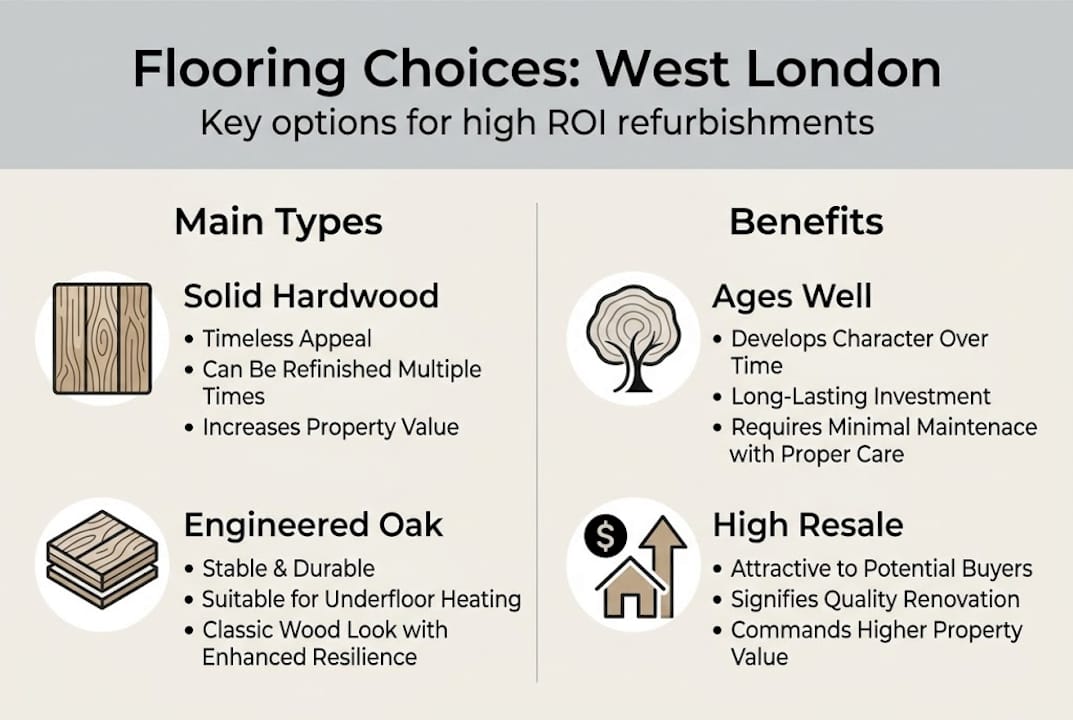 Infographic showing flooring types and benefits