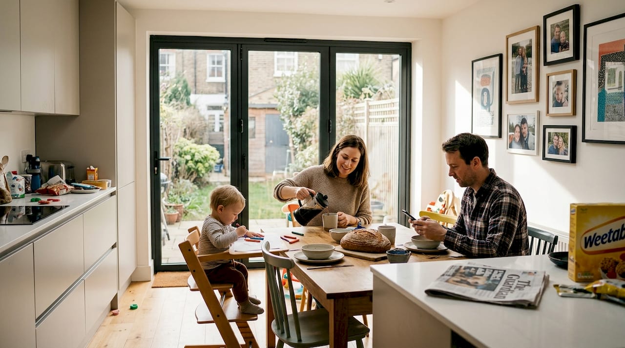 Family enjoying open-plan London extension