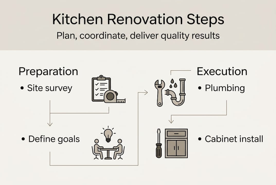 Infographic summary of kitchen renovation steps