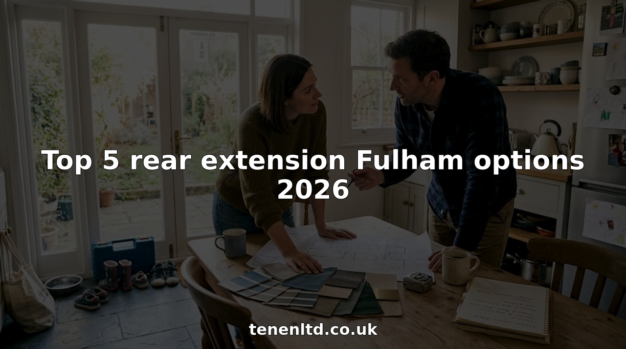 Homeowners planning rear kitchen extension with plans
