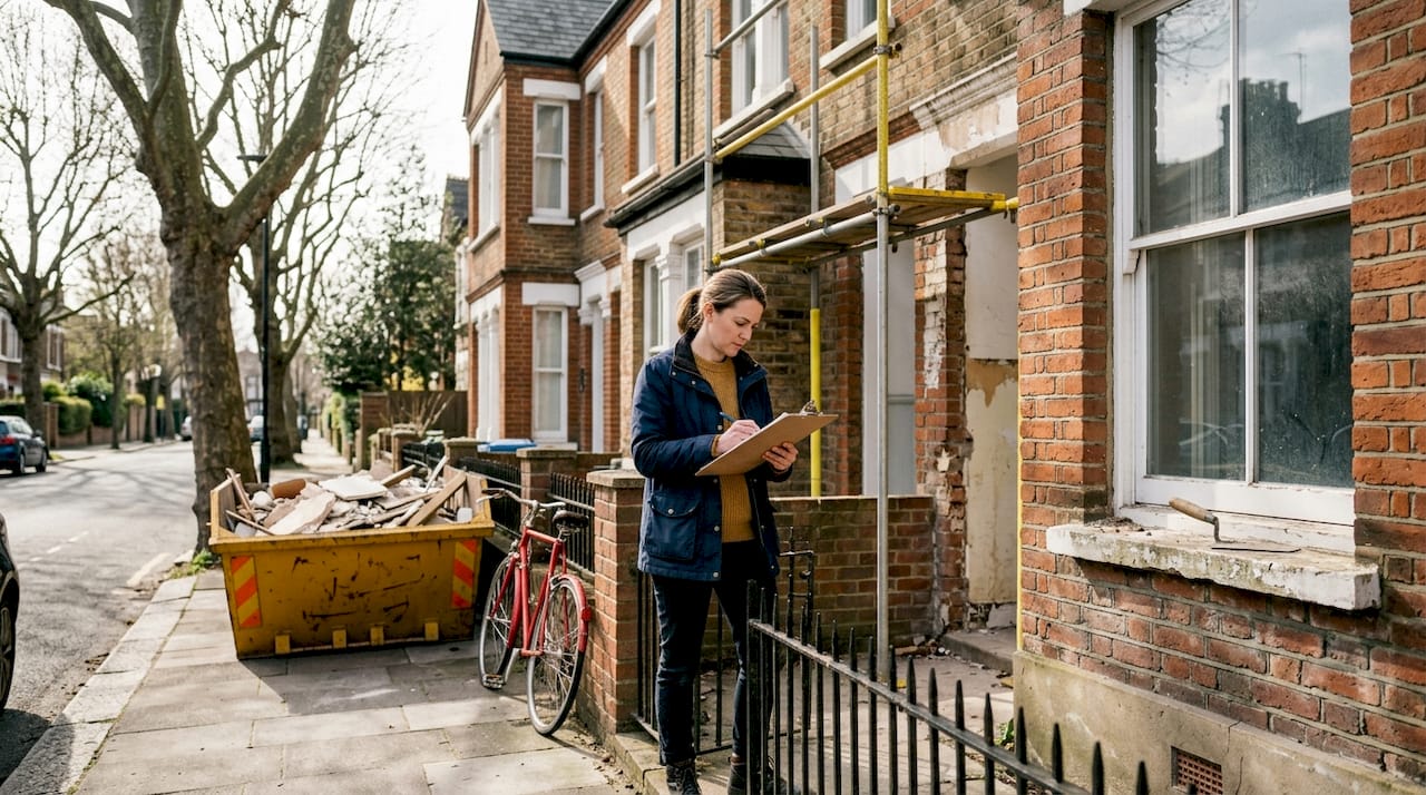 Victorian house refurbishment site visit London street