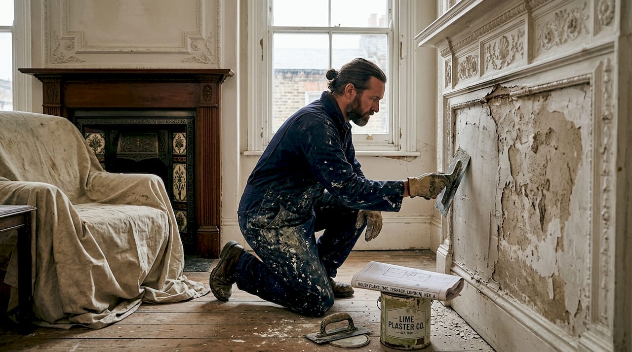 Restoring lime plaster in Victorian interior