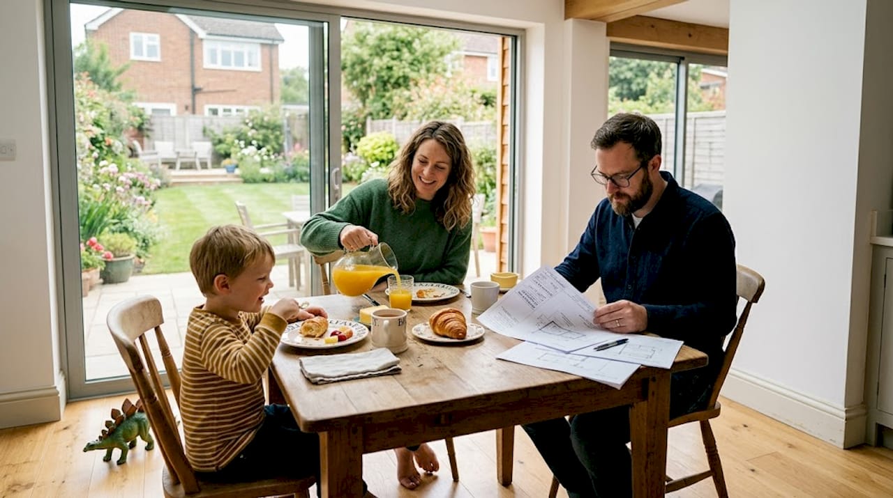 Family enjoys new rear extension breakfast area