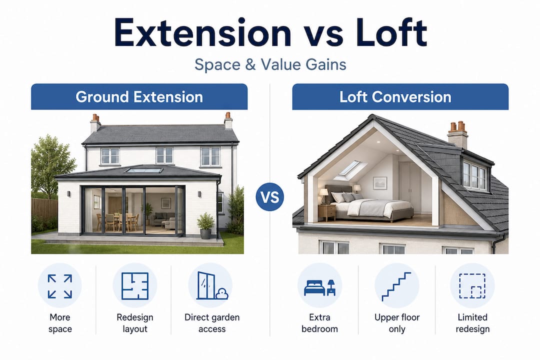 Infographic comparing extension and loft benefits