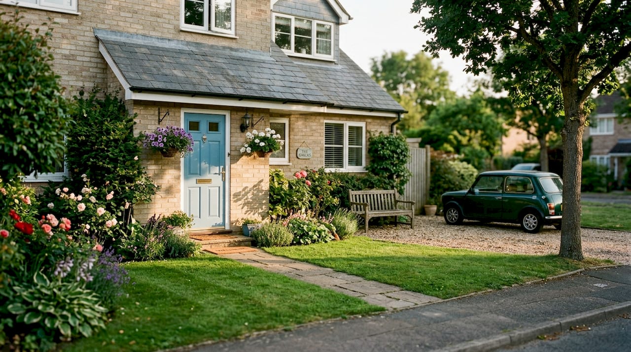 Attractive home exterior with fresh paint and landscaping