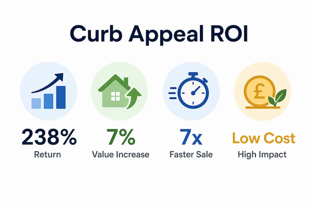 Infographic showing curb appeal return on investment and value increase statistics