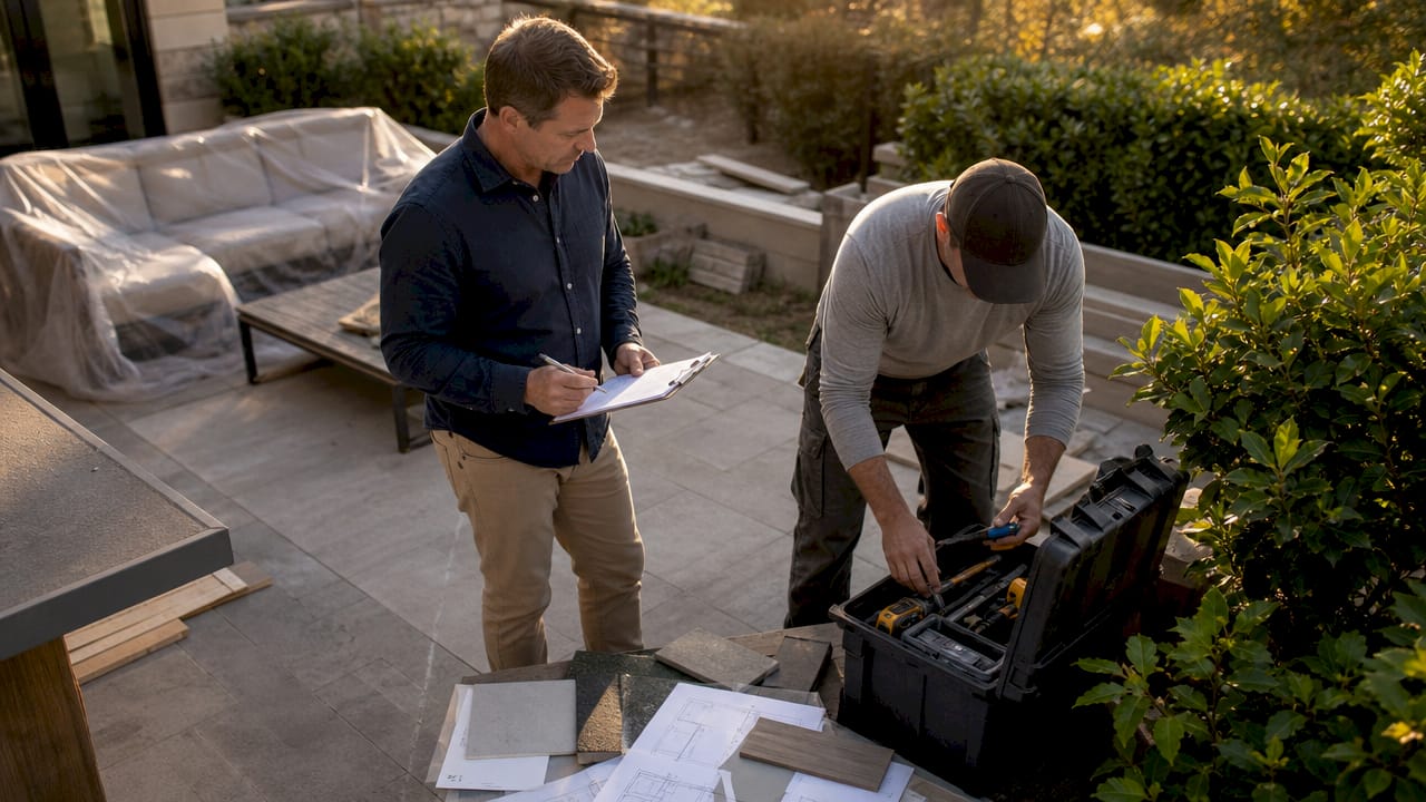Project manager coordinating renovation work onsite