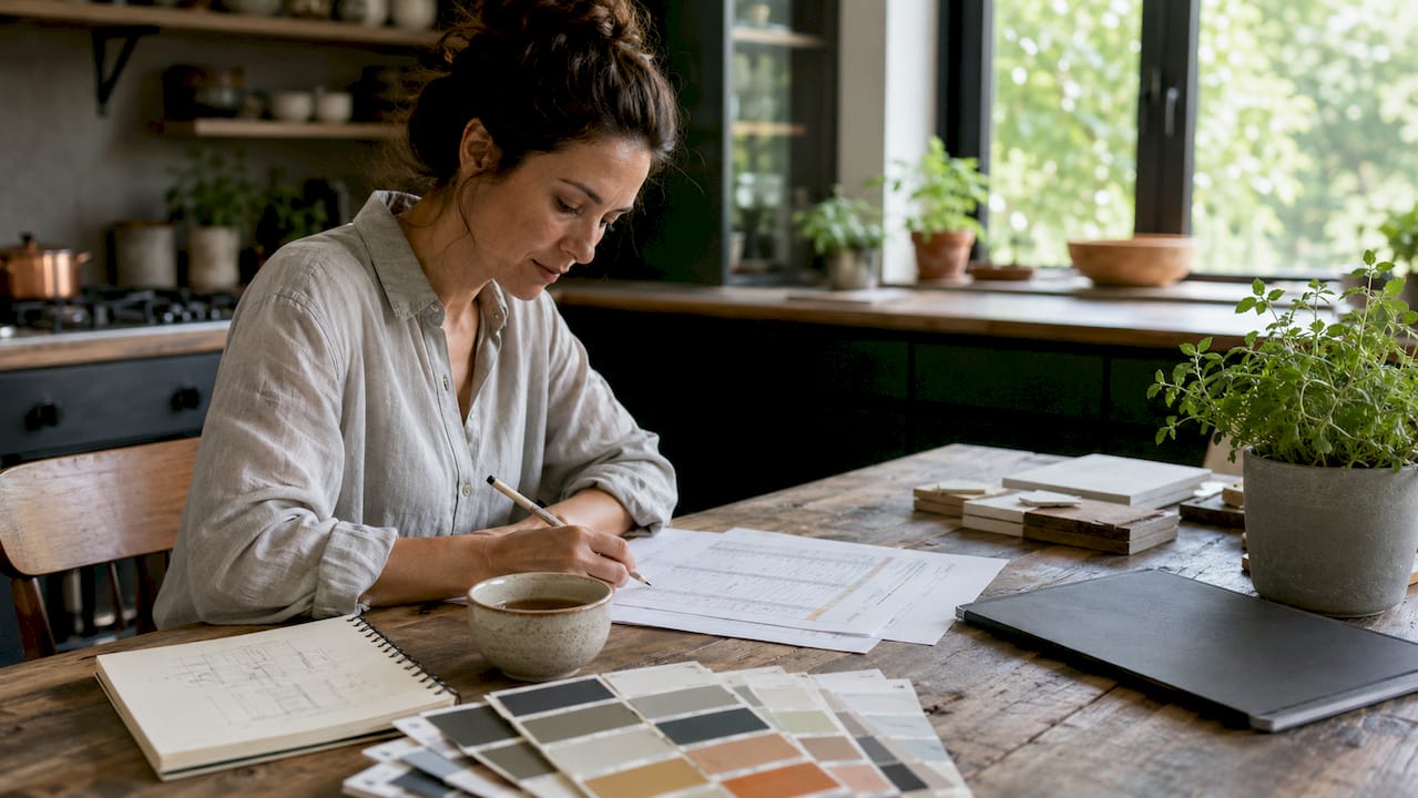 Interior designer calculating renovation budget