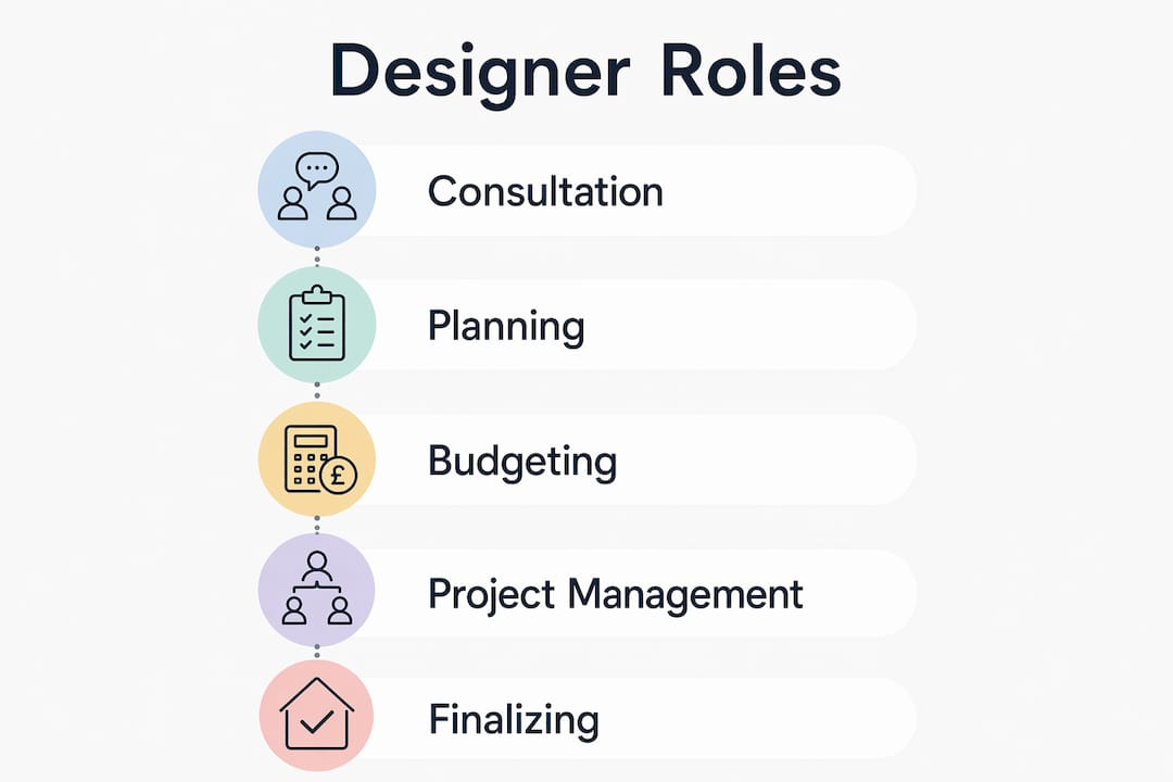 Infographic showing interior designer roles in renovation