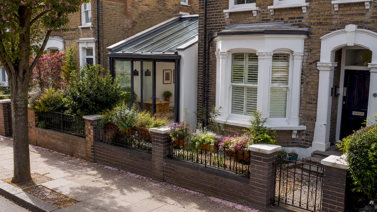 Exterior of Victorian house with side return extension