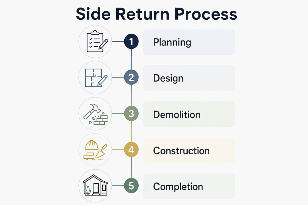 Infographic showing steps to complete side return extension