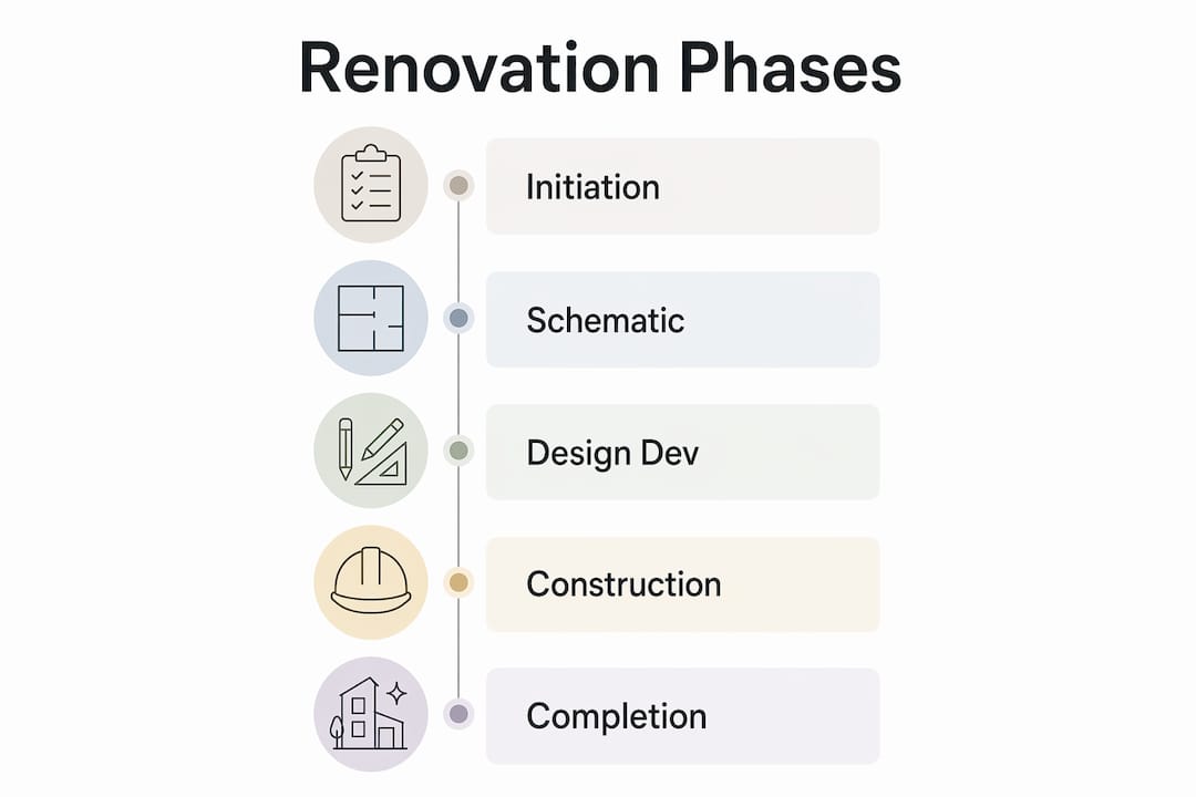 Infographic showing renovation design phases
