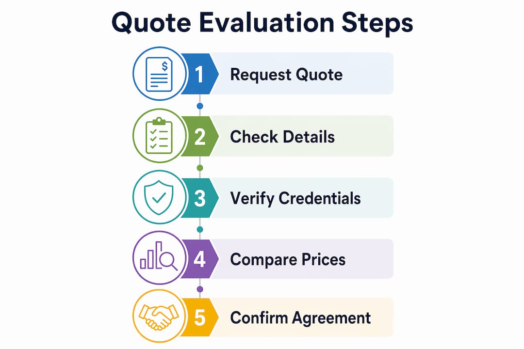 Infographic showing key steps to evaluate contractor quotes