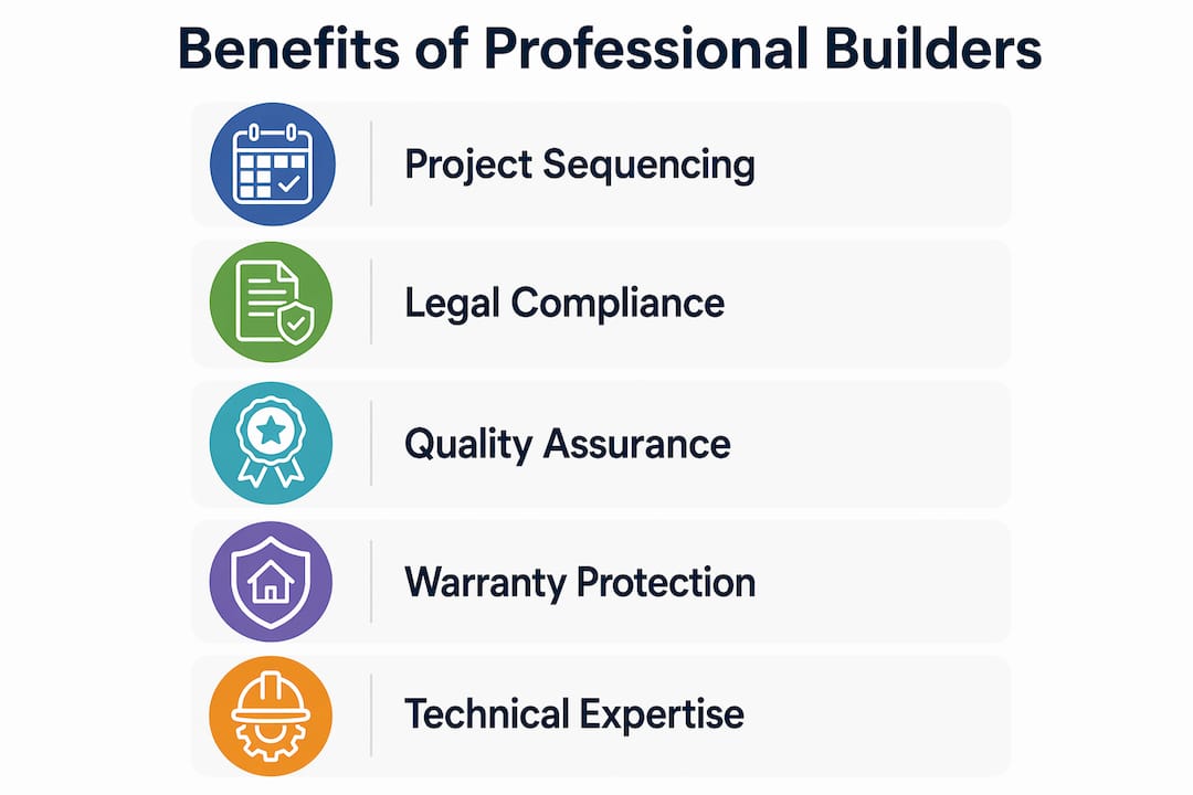Infographic illustrating main benefits of professional builders