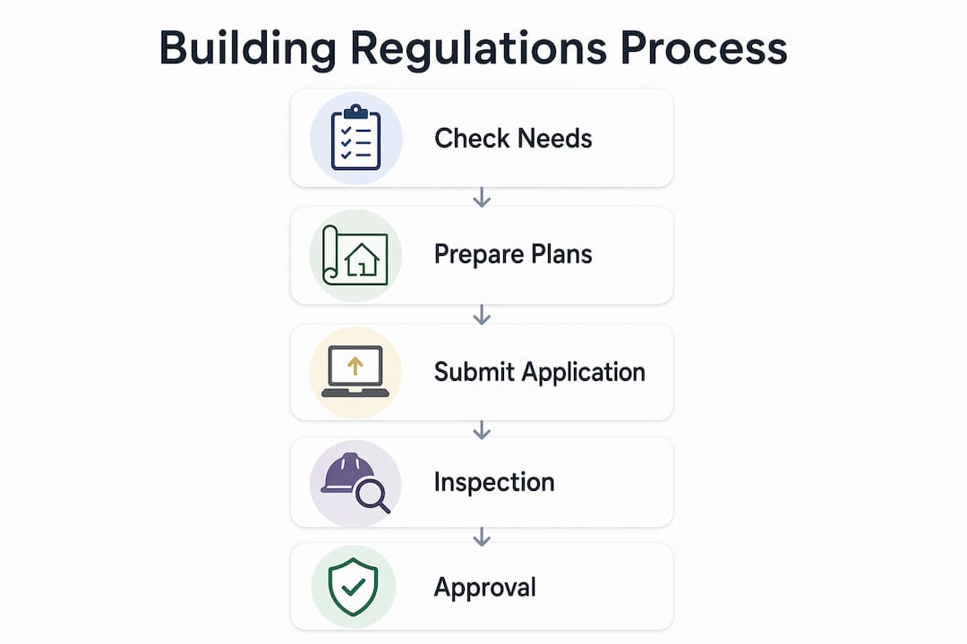 Infographic illustrating building regulations approval process steps