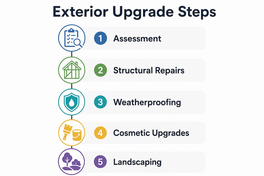 Infographic showing key steps in house exterior upgrades