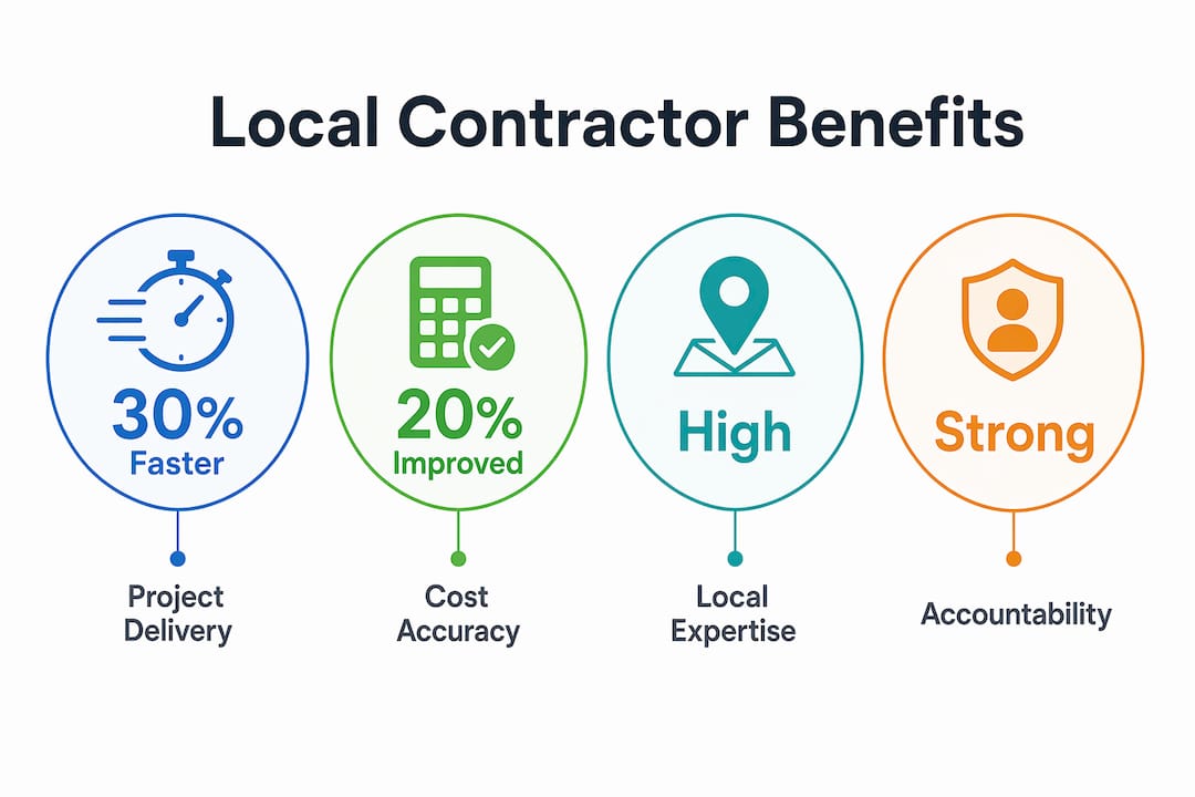 Infographic showing local contractors benefits in West London