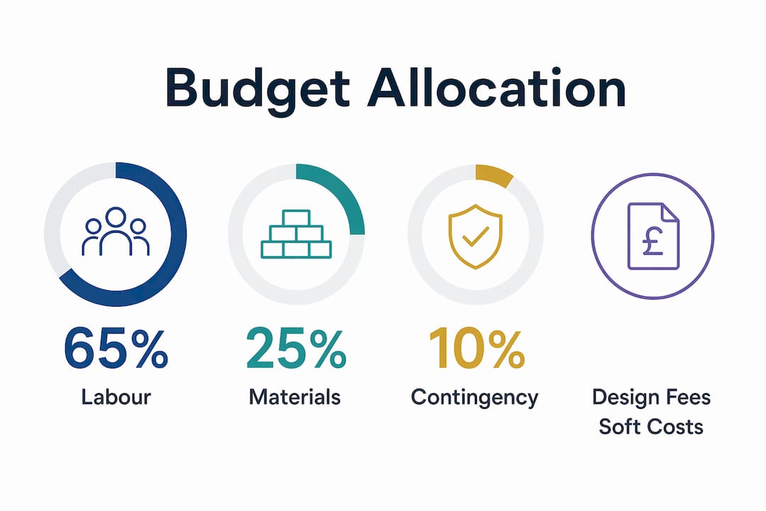 Infographic showing remodeling budget allocation percentages