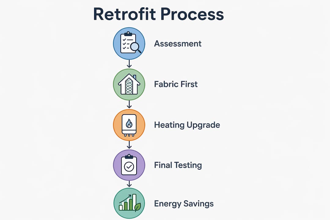 Infographic showing retrofit process steps