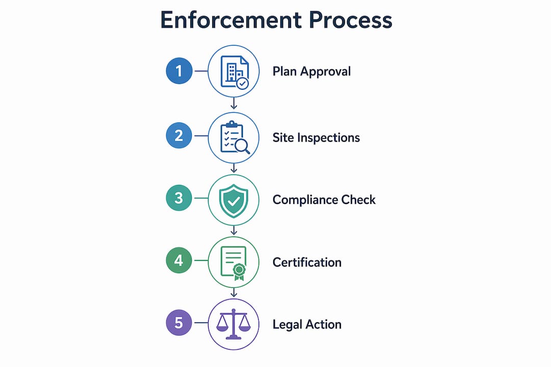 Infographic showing building regulations enforcement steps