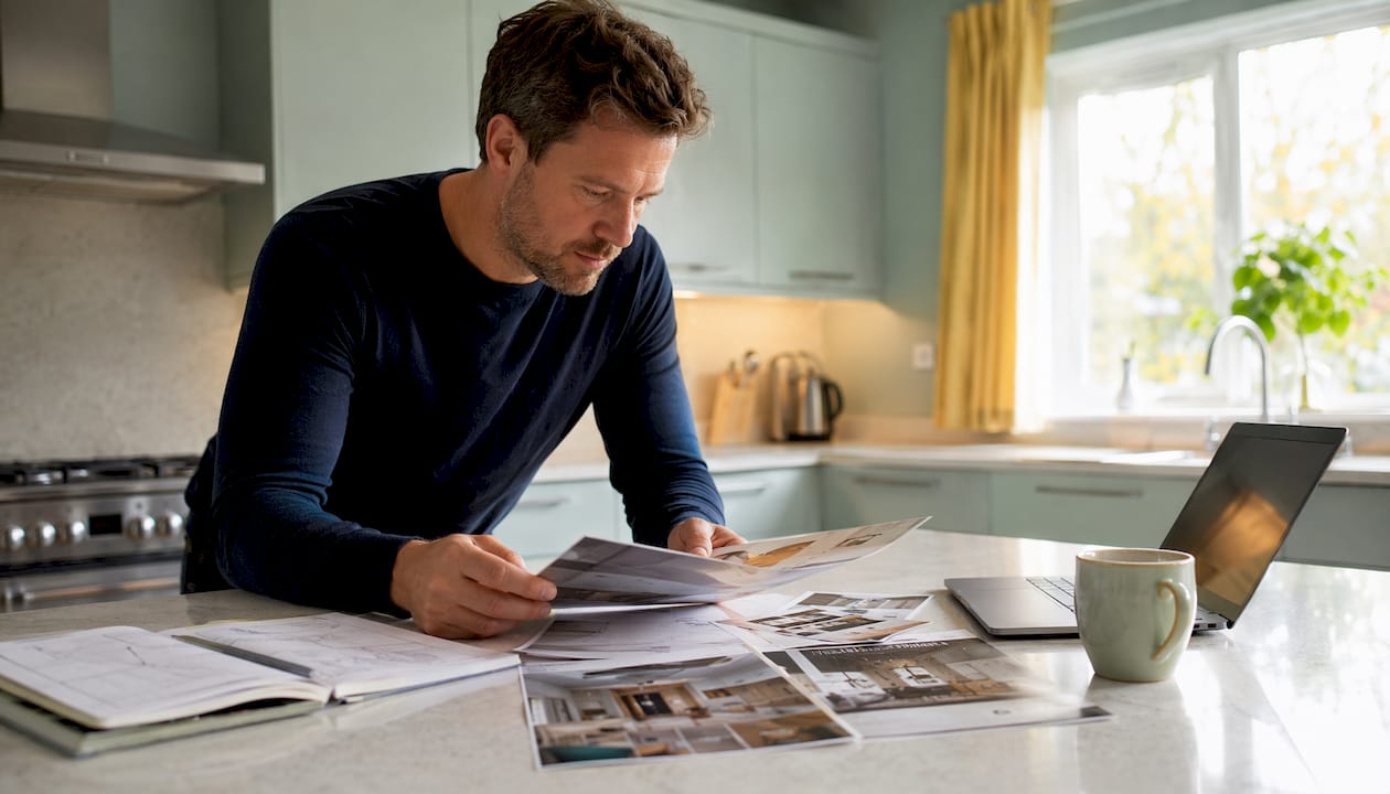 Homeowner reviewing renovation service options