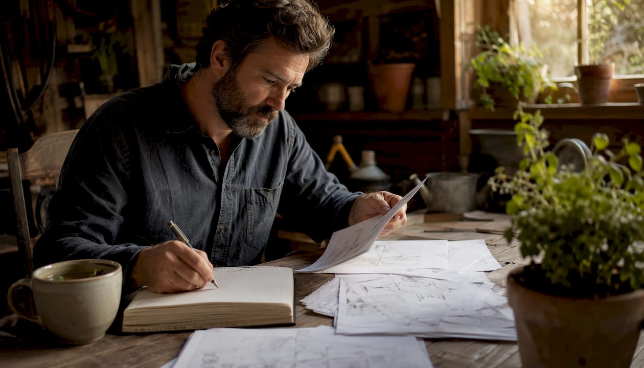 Man reviewing contractor quotes and licences