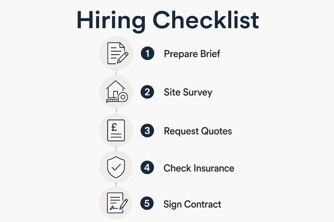 Infographic showing contractor hiring steps checklist