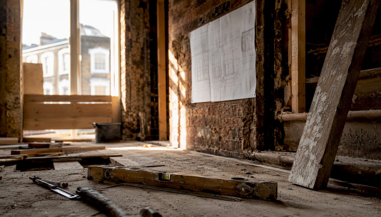 Tools and materials at London refurbishment site