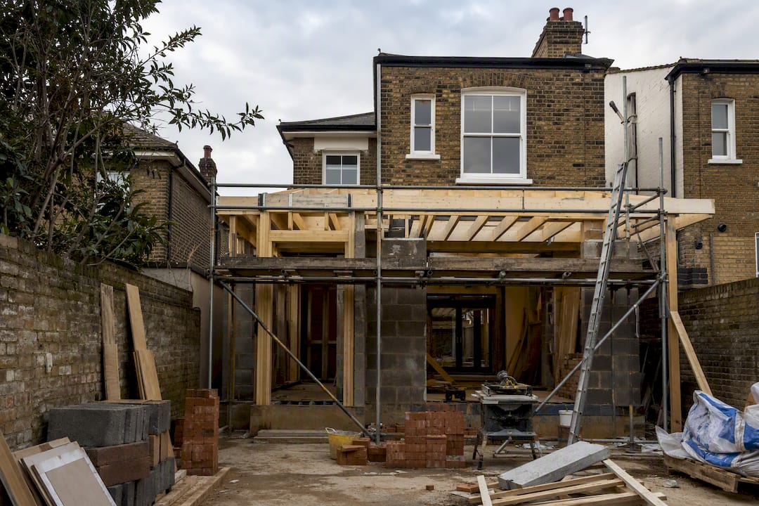 Victorian house rear extension construction site
