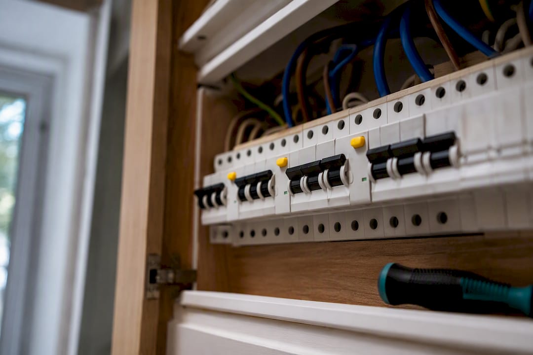 Close-up of RCD protection devices
