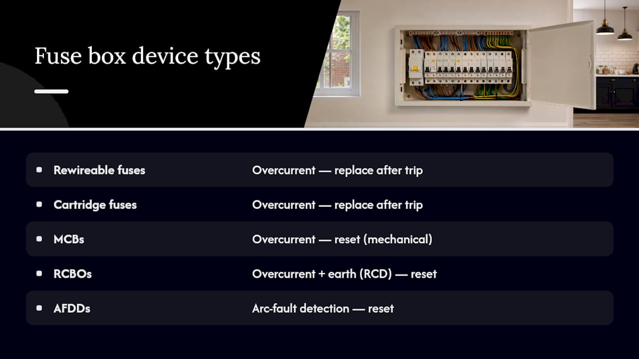 Comparison of UK fuse and breaker types