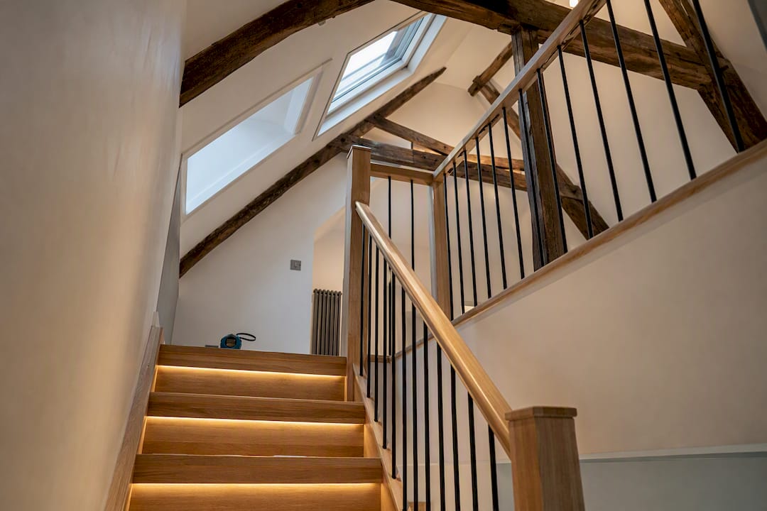 Finished loft staircase in Victorian townhouse