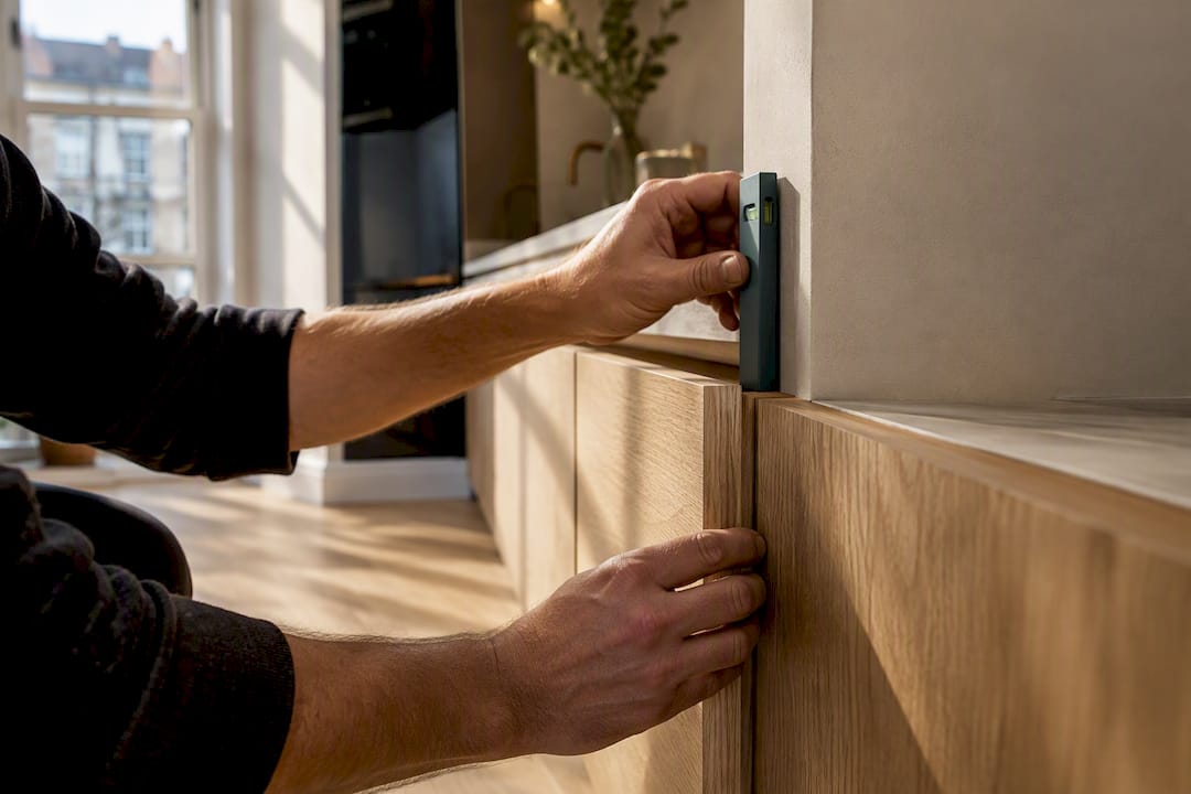 Craftsperson inspecting refined London renovation workmanship