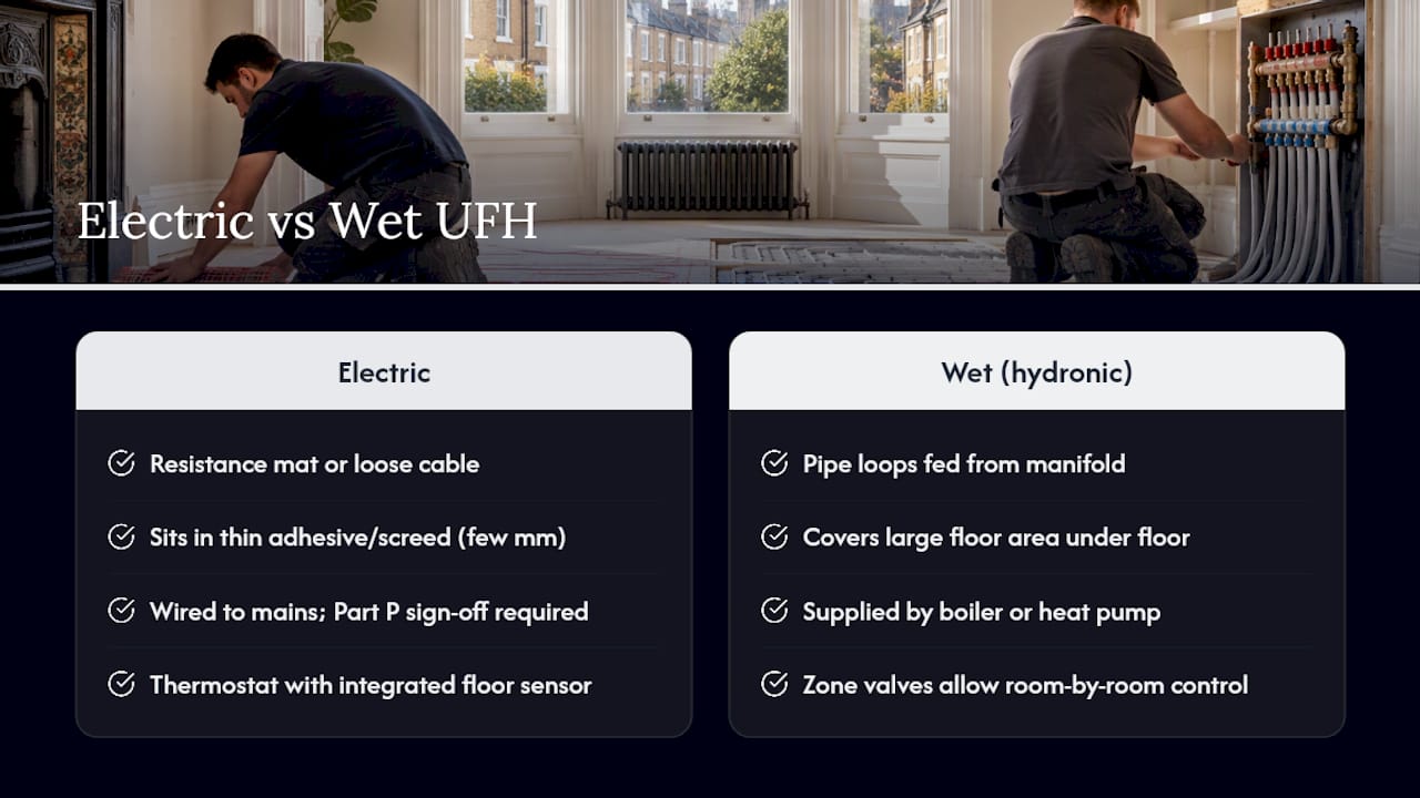 Comparison of electric and wet underfloor heating systems