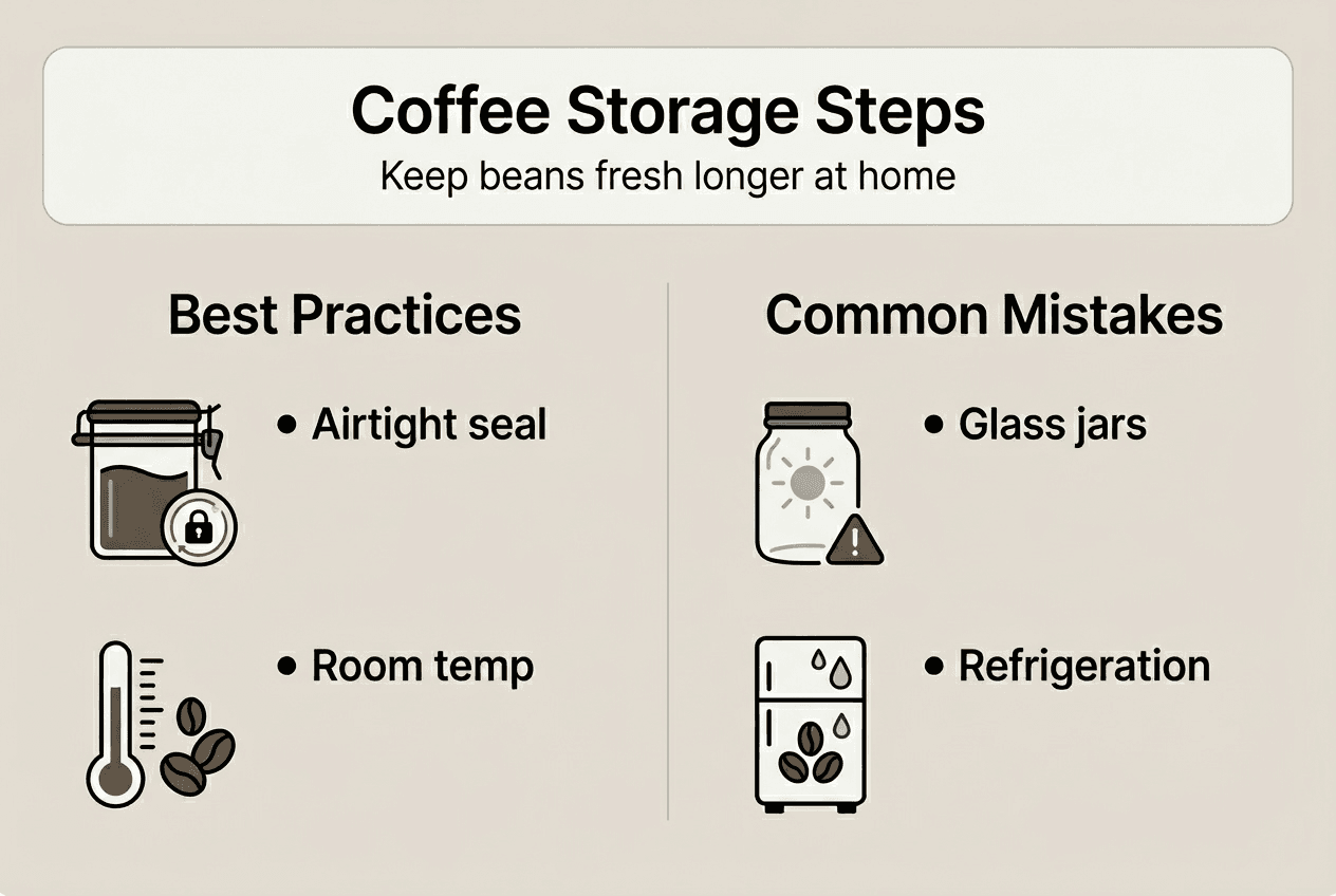 Infographic summarizing coffee storage best practices