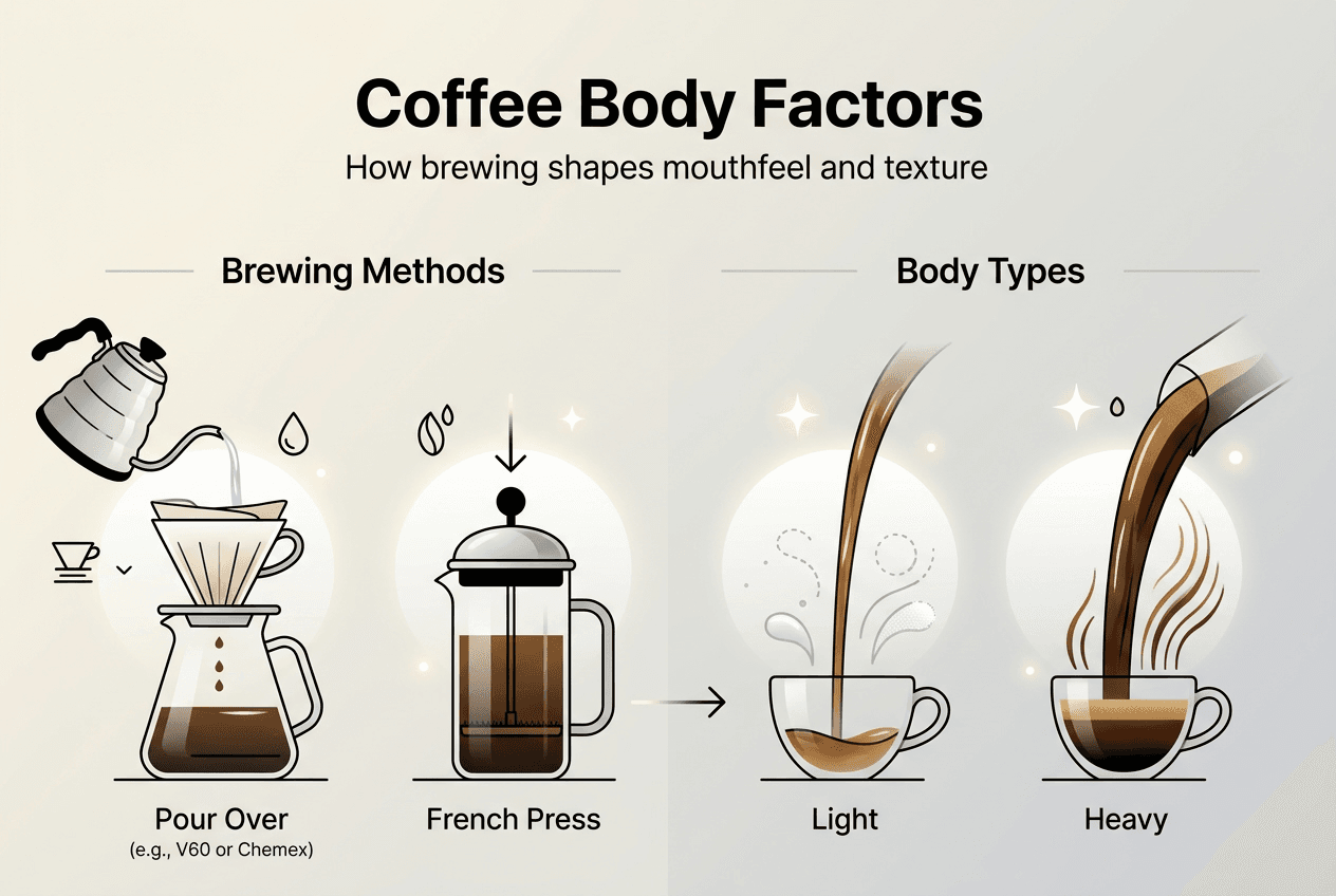 Infographic illustrates coffee body factors
