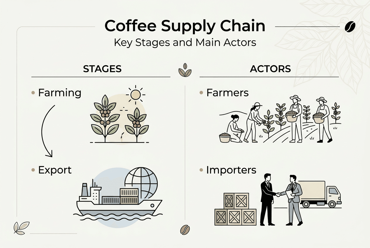 Infographic detailing coffee supply chain basics