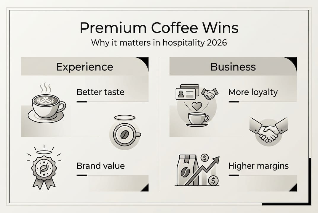 Infographic showing premium coffee benefits in hospitality