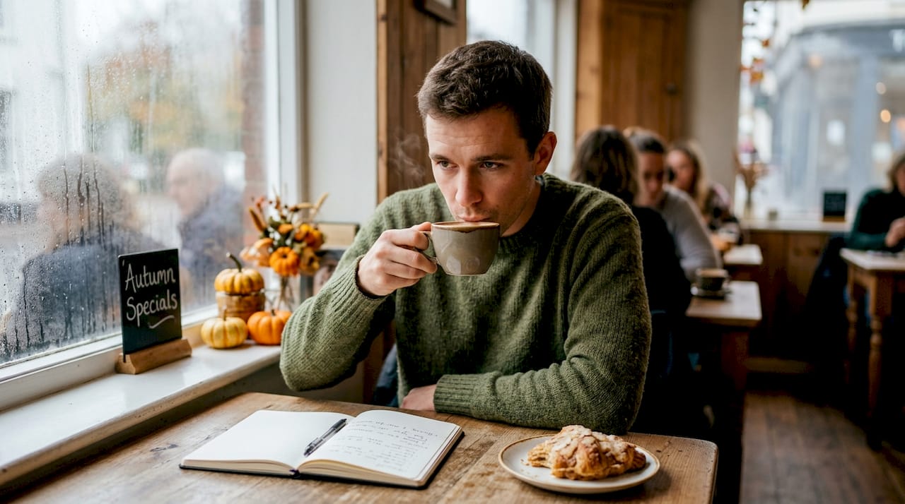 Autumn coffee special being enjoyed in café