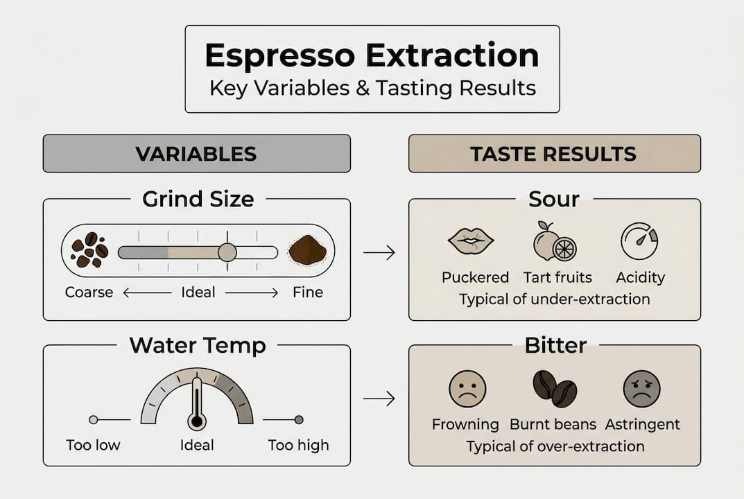 Infographic on espresso variables and taste