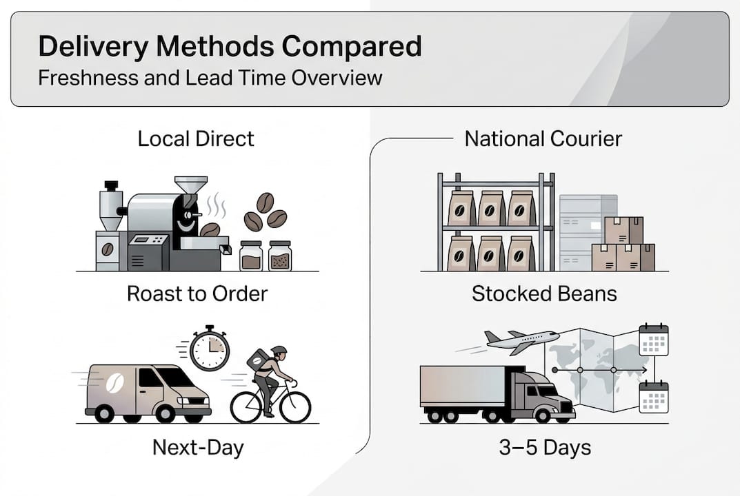 Infographic comparing coffee delivery methods