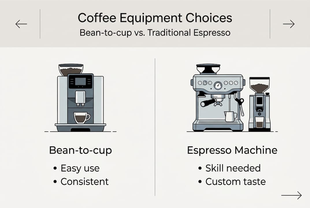 Infographic comparing bean-to-cup and espresso machines