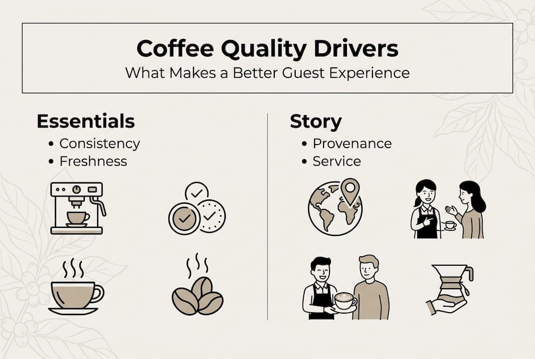 Infographic of four main coffee quality factors