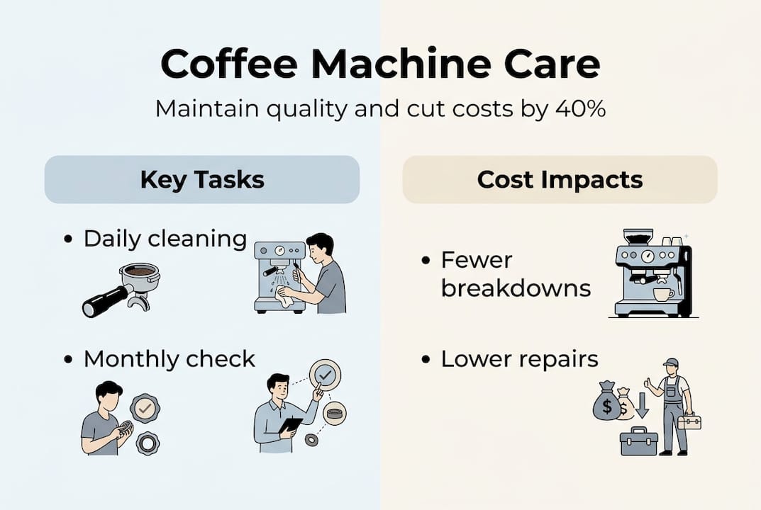 Infographic summarizing coffee machine care and cost savings