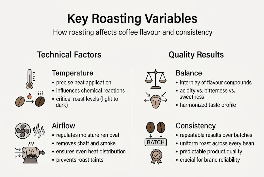 Infographic showing coffee roasting variables