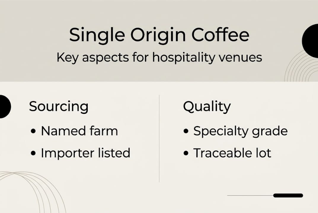 Infographic showing single origin coffee sourcing and quality