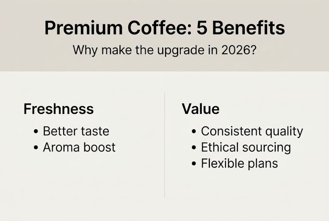 Infographic listing five key premium coffee benefits